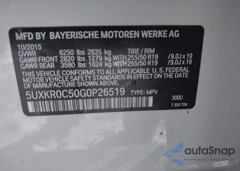 2016 BMW X5 xDrive35I z USA, uszkodzony, nr VIN 5UXKR0C50G0P26519